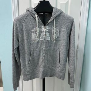 Gap Women’s Size Medium Gray Hooded Full Zipper Long Sleeve Jacket